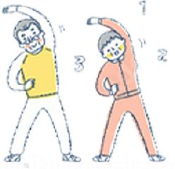 体操する老夫婦